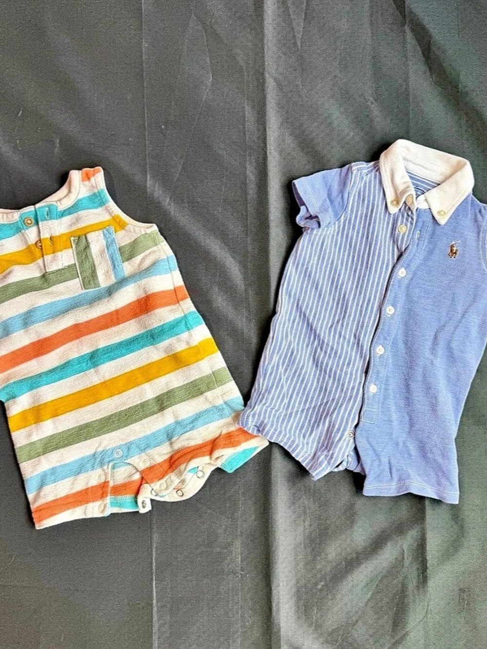 Polo Ralph Lauren Baby Boy Striped Cotton Polo Romper Set